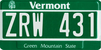 VT license plate ZRW431