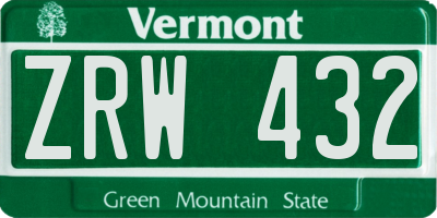 VT license plate ZRW432
