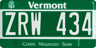 VT license plate ZRW434