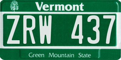 VT license plate ZRW437