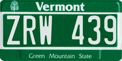 VT license plate ZRW439