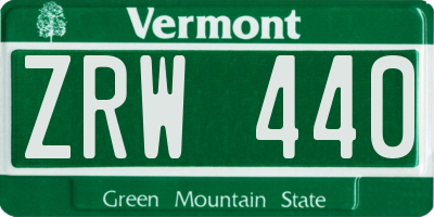 VT license plate ZRW440