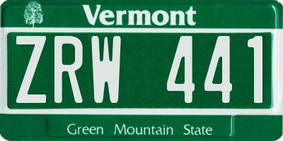 VT license plate ZRW441