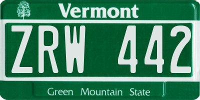 VT license plate ZRW442