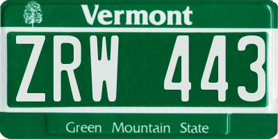 VT license plate ZRW443