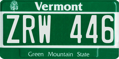 VT license plate ZRW446