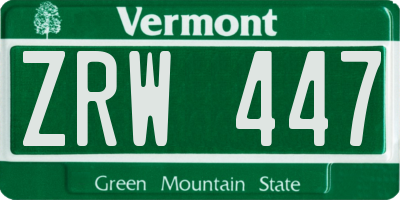 VT license plate ZRW447