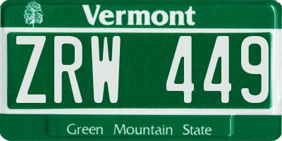 VT license plate ZRW449