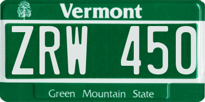 VT license plate ZRW450