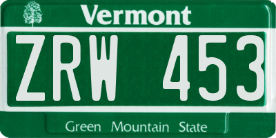 VT license plate ZRW453