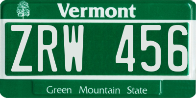 VT license plate ZRW456