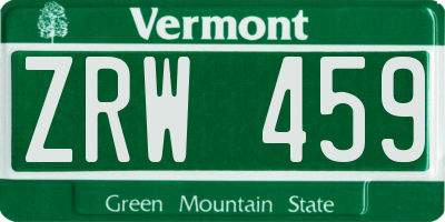 VT license plate ZRW459