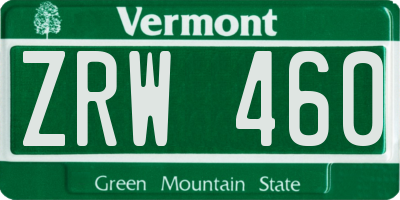 VT license plate ZRW460