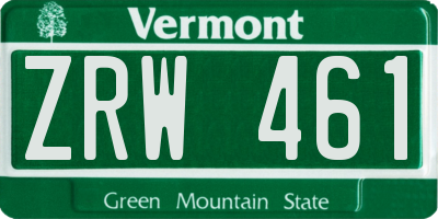 VT license plate ZRW461