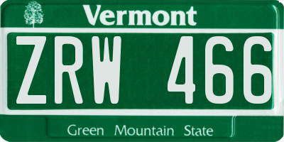 VT license plate ZRW466
