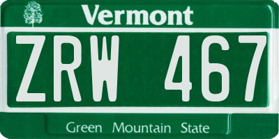 VT license plate ZRW467