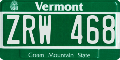 VT license plate ZRW468