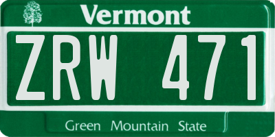 VT license plate ZRW471
