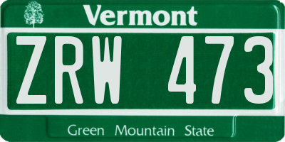 VT license plate ZRW473