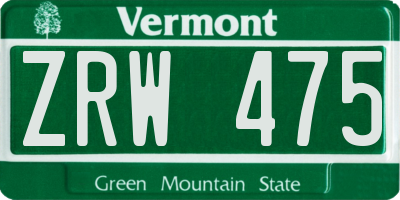 VT license plate ZRW475