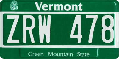 VT license plate ZRW478