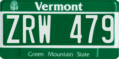 VT license plate ZRW479