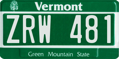 VT license plate ZRW481