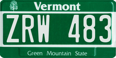 VT license plate ZRW483