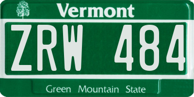 VT license plate ZRW484