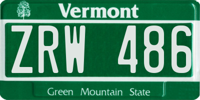 VT license plate ZRW486
