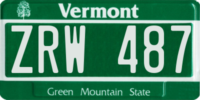 VT license plate ZRW487