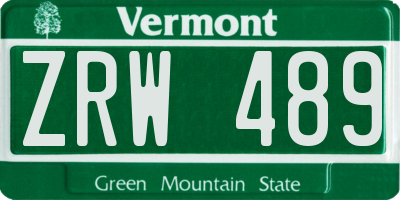 VT license plate ZRW489
