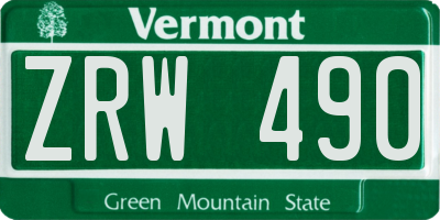 VT license plate ZRW490