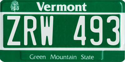 VT license plate ZRW493