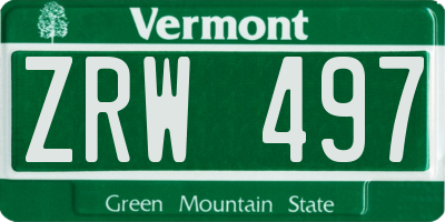 VT license plate ZRW497
