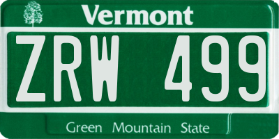 VT license plate ZRW499