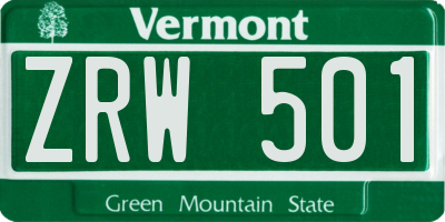 VT license plate ZRW501