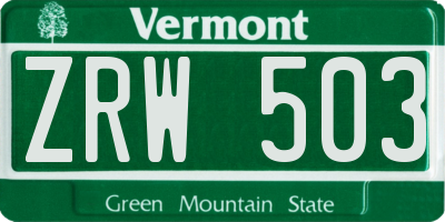 VT license plate ZRW503