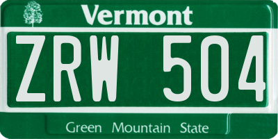 VT license plate ZRW504