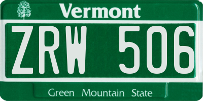 VT license plate ZRW506