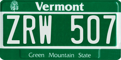VT license plate ZRW507