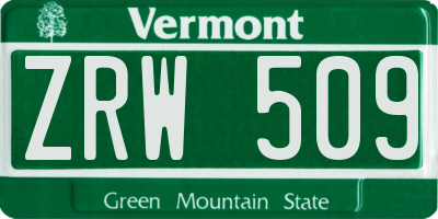 VT license plate ZRW509
