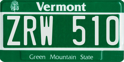 VT license plate ZRW510