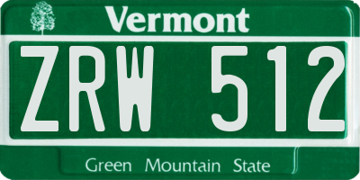 VT license plate ZRW512