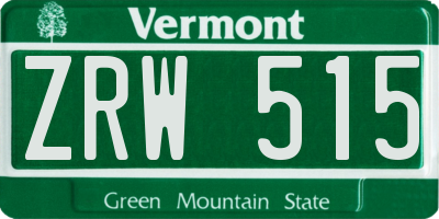 VT license plate ZRW515