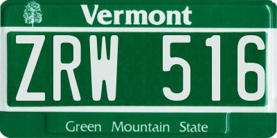 VT license plate ZRW516