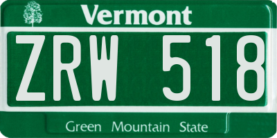 VT license plate ZRW518