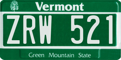 VT license plate ZRW521