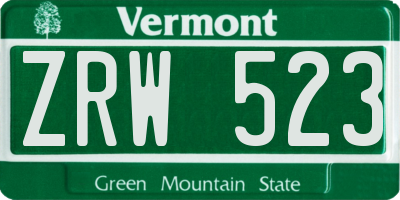 VT license plate ZRW523