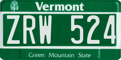 VT license plate ZRW524